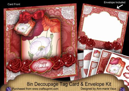 Red Poppy Happy Birthday Special 8in Tag N' Envelope Kit