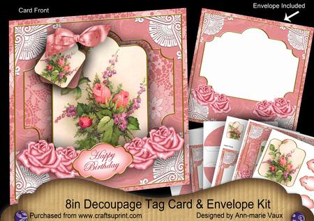 Rose Bouquet Happy Birthday Special 8in Tag N' Envelope Kit