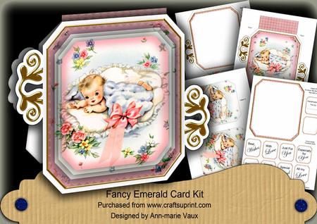 Baby Girl Pink Fancy Emerald 3D Mini Card Kit