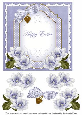 Blue Magnolia Happy Easter Fancy 7in Decoupage Topper