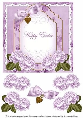 Lilac Rose Happy Easter Fancy 7in Decoupage Topper