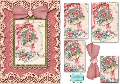 Anniversary Bell A5 Lace Card Front Step by Step