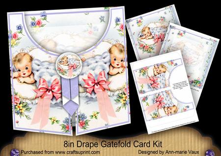Baby Boy Blue 8in Drape Gatefold Card Kit