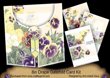 Pansies 8in Drape Gatefold Card Kit