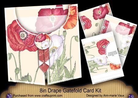 Red Poppy 8in Drape Gatefold Card Kit