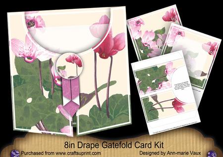 Pink Cyclamen 8in Drape Gatefold Card Kit