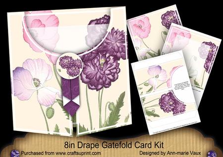 Purple Poppy 8in Drape Gatefold Card Kit