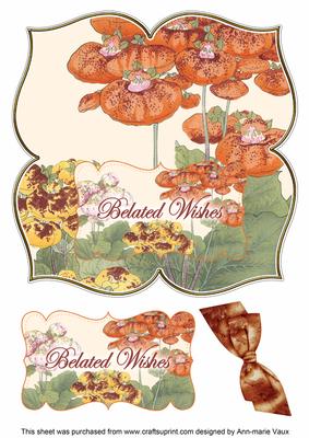 Ladies Slipper Belated Wishes 8in Large Blooms Fancy Topper