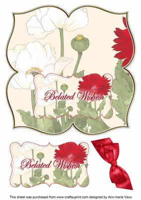 White Poppy Belated Wishes 8in Large Blooms Fancy Topper