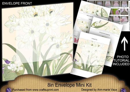 White Floral Large Blooms 8in Envelope Mini Kit