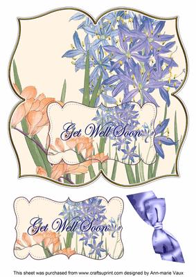 Blue Flowers Get Well Soon 8in Large Blooms Fancy Topper