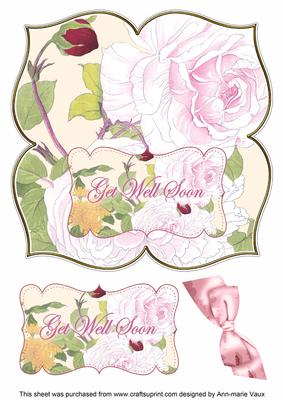 Pink Rose Get Well Soon 8in Large Blooms Fancy Topper