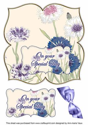 Cornflowers Special Day 8in Large Blooms Fancy Topper