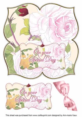 Pink Roses Special Day 8in Large Blooms Fancy Topper