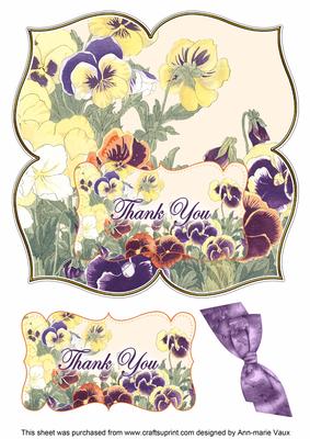Pansies Thank You 8in Large Blooms Fancy Topper