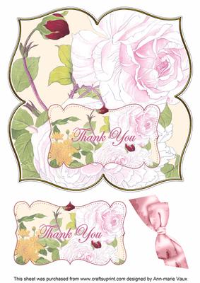 Pink Rose Thank You 8in Large Blooms Fancy Topper