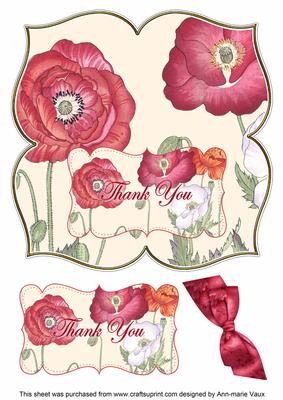 Red Poppy Thank You 8in Large Blooms Fancy Topper