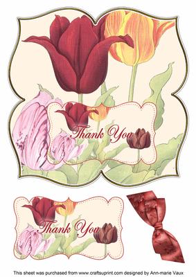 Tulips Thank You 8in Large Blooms Fancy Topper