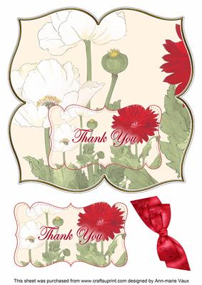 White Poppy Thank You 8in Large Blooms Fancy Topper