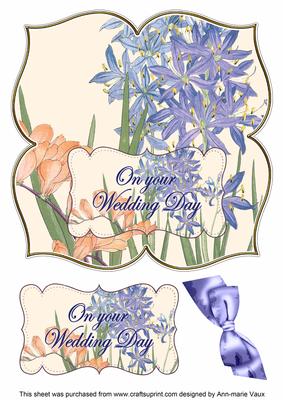 Blue Flowers Wedding Day 8in Large Blooms Fancy Topper