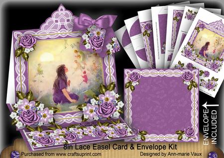 Lavender Fairy Lace Top Easel Card & Envelope Kit