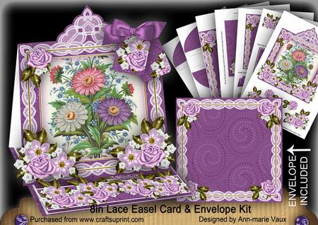 Mixed Daisies Lace Top Easel Card & Envelope Kit