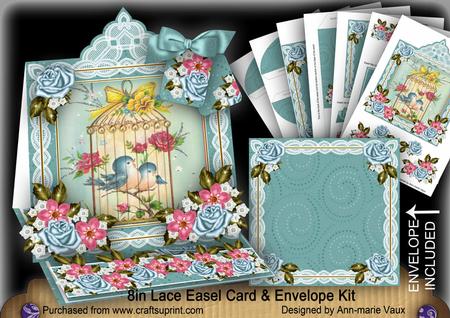 Teal Birdcage Lace Top Easel Card & Envelope Kit