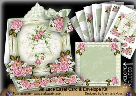 Wedding Bell Mint Lace Top Easel Card & Envelope Kit