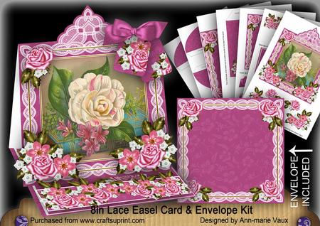 Camillia Cerise Lace Top Easel Card & Envelope Kit