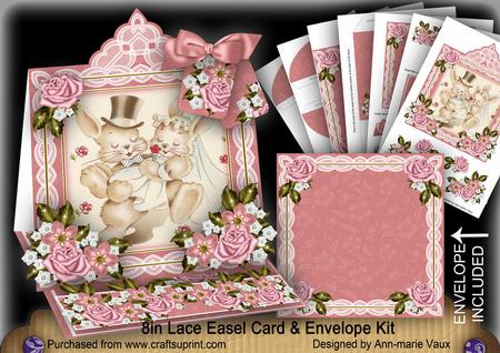 Love Bunnies Lace Top Easel Card & Envelope Kit