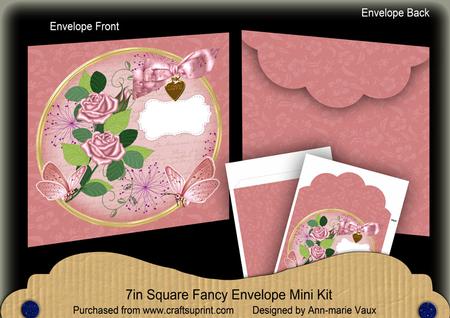 Pink Rose Butterfly Circle 7x7inch Easy Envelope Mini Kit