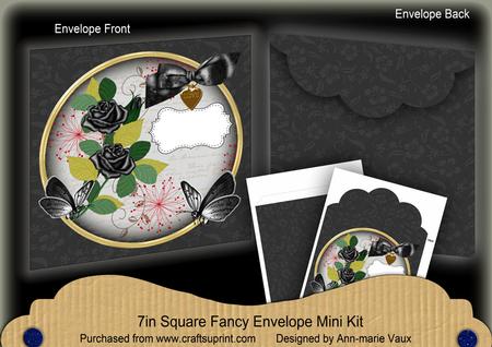 Black Rose Butterfly Circle 7x7inch Easy Envelope Mini Kit