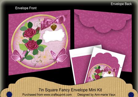 Cerise Rose Butterfly Circle 7x7inch Easy Envelope Mini Kit