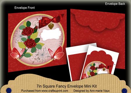 Red Rose Butterfly Circle 7x7inch Easy Envelope Mini Kit