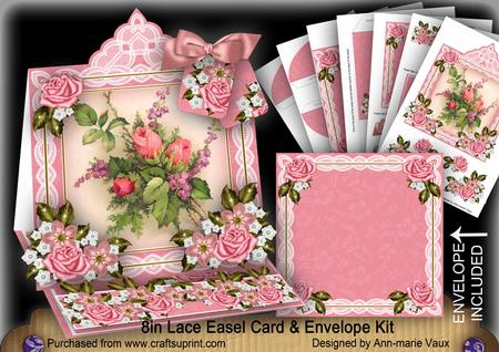 Rose Bouquet Lace Top Easel Card & Envelope Kit