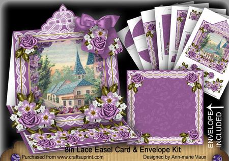 Lavender View Lace Top Easel Card & Envelope Kit