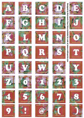 Dred Big Blooms Alphabet Tile Embellishment Sheet