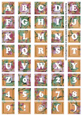 Borange Big Blooms Alphabet Tile Embellishment Sheet
