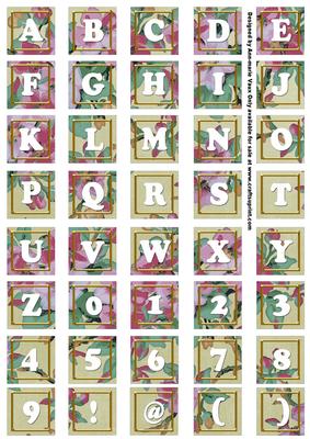 Cream Big Blooms Alphabet Tile Embellishment Sheet