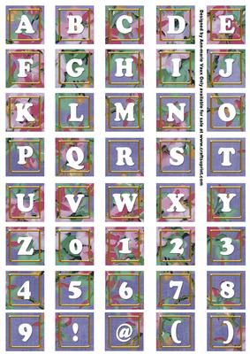 Dblue Big Blooms Alphabet Tile Embellishment Sheet