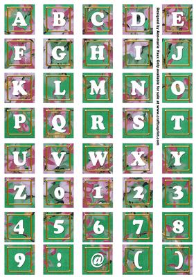 Dgreen Big Blooms Alphabet Tile Embellishment Sheet