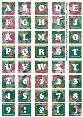Peacock Big Blooms Alphabet Tile Embellishment Sheet