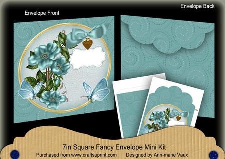 Dusky Teal Wild Rose Circle 7x7inch Easy Envelope Mini Kit
