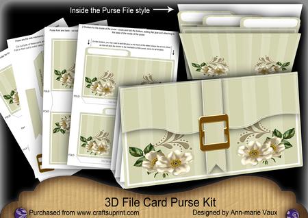 Cream Wild Rose 3D File Purse Mini Kit