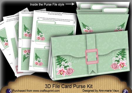 Mint & Pink Floral Mix 3D File Purse Mini Kit