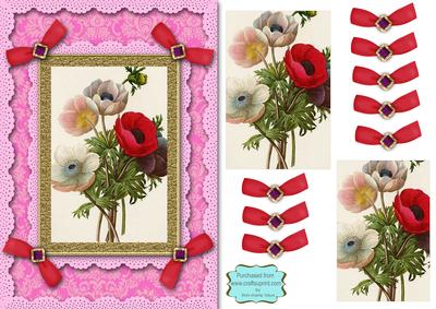 Anemones A5 Lace N Bows Card Front Step by Step