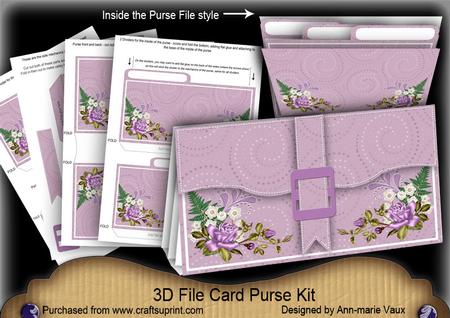 Purple Old Roses 3D File Purse Mini Kit