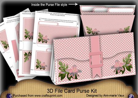 Pink Dotty Floral 3D File Purse Mini Kit