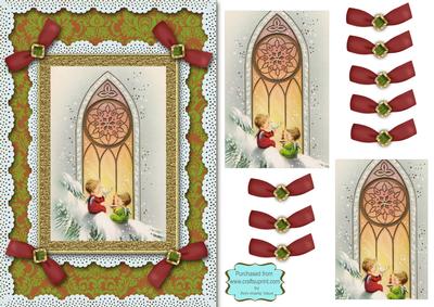 Christmas Baby Window A5 Lace N Bows Card Front Step by Step