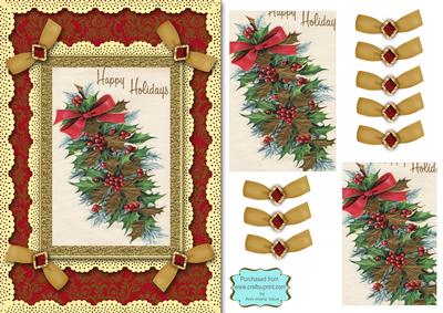 Christmas Bouquet A5 Lace N Bows Card Front Step by Step